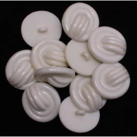 Field's Fabrics 24 Count Buttons -  1.125" Off-White Plastic Raised Design Shank Buttons M420.11