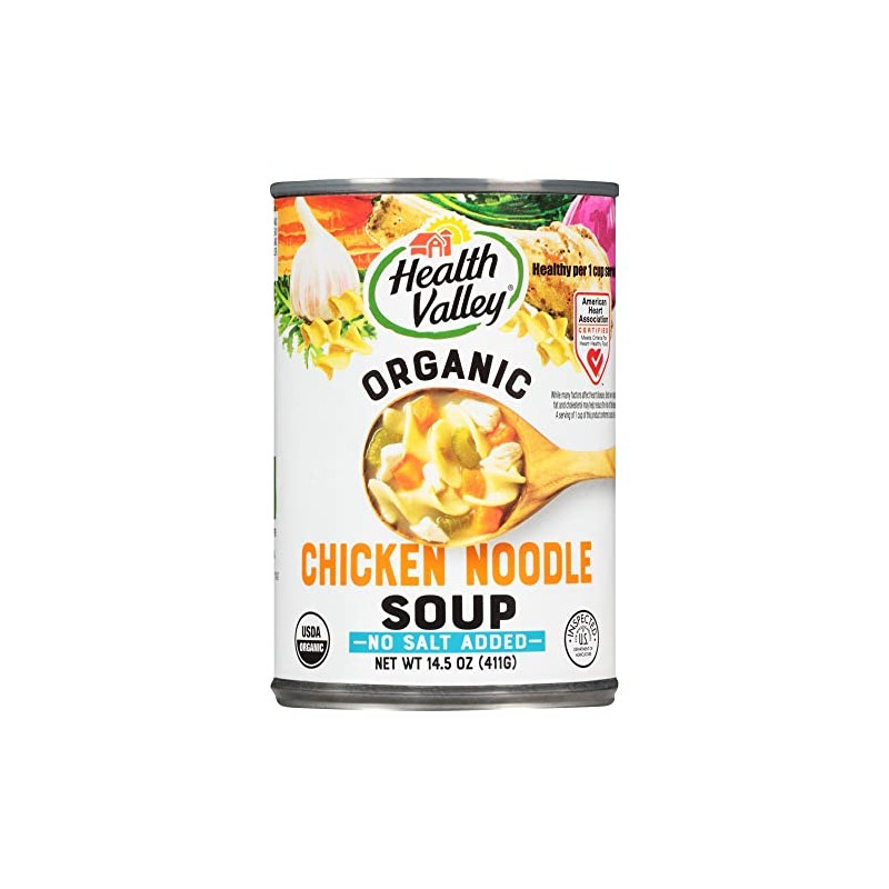 Health Valley Organic Chicken Noodle Soup, No Salt Added, 14.5-Ounce