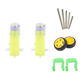 CHANCS Electric Motor with Gear DC 3-6 V 1:120 Double Shaft 2 Pieces with Plastic Tyre Wheel for Toy Cars 5 Pairs Motor Shafts for Robot Cars