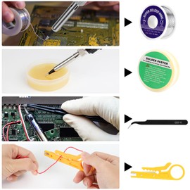 Soldering Iron Kit,80W Professional Soldering Kit for Electronics Adjustable Temperature Soldering Iron Tool with Solder Wire, Tweezers, Soldering Iron Stand(AU Plug)