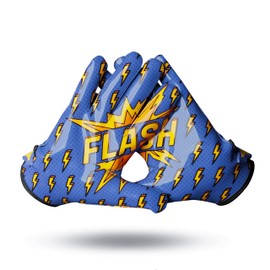 TAQCHA Guantes de fútbol Thunder – Guantes de fútbol ajustados con agarre pegajoso – Pro Elite Super Sticky Receiver Guantes de fútbol – Tallas para adultos y jóvenes (azul, adulto, mediano)
