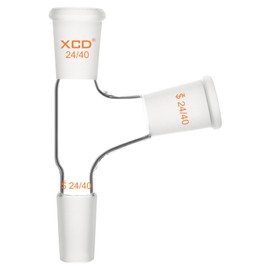 XCD Glass 3-Way Distilling Adapter, 105°Angle Connector with 24/40 Joints, Borosilicate Glass, for Laboratory Supply
