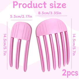 Pack of 2 Volume Clips Hair, Wind Shaping Styling Comb, Volume Clip for Hairline, Volume Hair Clip, Root Volume Hair Clip Clips, Volume Clip Hair for Men and Women, Pink