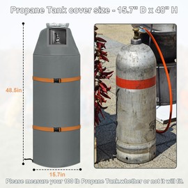 100lb Propane Tank Cover,600D Heavy Duty Waterproof Double Layer Oxford Propane Tank Cover Waterproof, Dustproof, UV-Resistant for 100 Gallon Propane Tank Outdoor Protection (Gray)