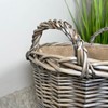 Wicker Lined Log Basket Classic Round Fireplace Storage Grey Woven
