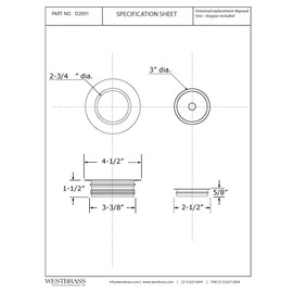 Westbrass D2091-54 Replacement Disposal Flange, Matte Black