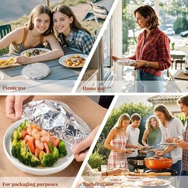 20 fundas de aluminio para alimentos – cubierta aislante para platos de cocina, retención de calor, reutilizables y elásticas, se adapta a platos, cue
