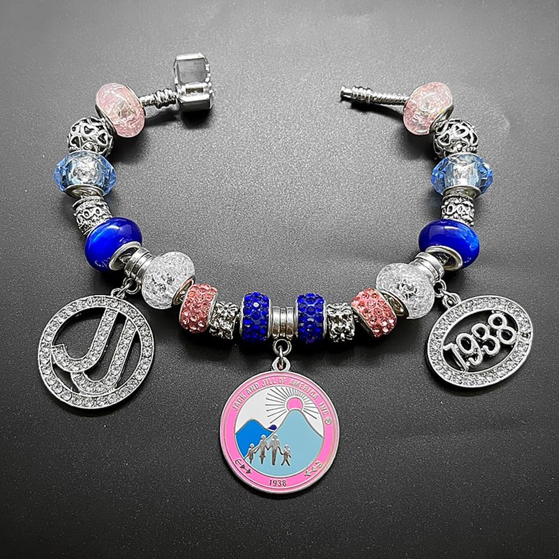 muiot JACK AND JILL Sorority Bracelet JJ 1938 Rhinestone Letter