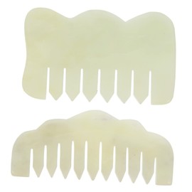 WOONEKY Jade Comb Scalp Massager Set 2pcs Massage Tools Face Scraper Gentle Scalp Care Easy to Use