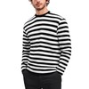 RGJU Striped Shirts for Men Long Sleeve(White&Black,L)