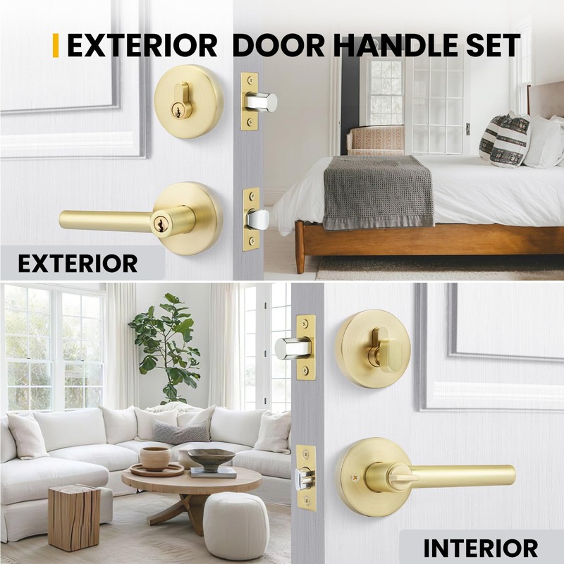 goldenwarm Exterior Deadbolt and Keyed Entry Door Handle Set, Heavy