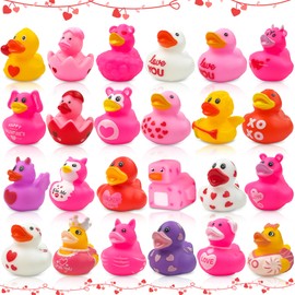 Valentines Day Rubber Ducks - Bath Toys, 24 Pcs Rubber Ducks Bulk ,Party Favors, Birthday Gifts, Valentine's Day Party Supplies, Classroom Gift Exchange, Pool Floater Bathtub Toys