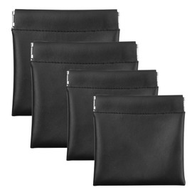 Cozlly 4pcs Coin Purse Mini Leather Mini Bag Small Purse Leather Coin Bag Women Men Mini Cosmetic Bag Coin Purse Key Ring for Cosmetics Headphones Jewellery Storage, black, simple