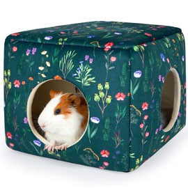 Hedgeink Guinea Pig Hideout Rabbit Bed Cubic Guinea Pig House Accessories Machine Washable Rabbit House Hideaway Hamster Bed for Bunny Chinchilla Ferret Small Pets