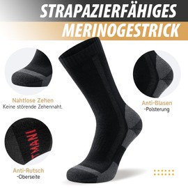 Ruixue Merino Wandersocken Herren & Damen, Outdoor Socken Trekkingsocken, Merinowolle Sportsocken Laufsocken Sneakersocken für Herren, Damen & Kinder[3 Paar]