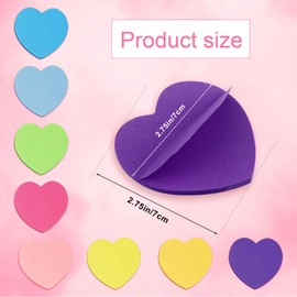 8pcs Heart Sticky Notes, 2.75 x 2.75 Inch Self-Adhesive Bright Colorful Post Sticky Pad Cute Desk Accessories Note Sticker for Lunchbox Home Office