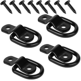 4 Pcs Heavy Duty Trailers Bracket Surface Mount Hooks, Esforzarse D Rings Tie Down Anchors Hooks for Trailer Truck Bed Bracket Enclosed Points Pickup Camper Surface Mount D-Ring Heavy Duty, Black