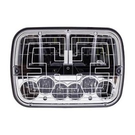UNITED PACIFIC 34137 Headlight, RH/LH, LED, Heated, 5 x 7, Rectangle, Black Housing, High/Low Beam