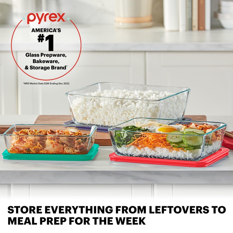 Pyrex Simply Store (5-Pack) Large Glass Food Storage Containers Set,