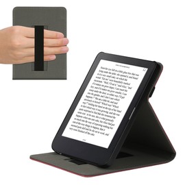 kwmobile Cover Compatible with Kobo Clara 2E / Tolino Shine 4 - Case with Strap + Stand - Berry