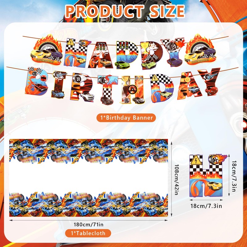Cars Birthday Decorations, 109Pcs Race Car Theme Birthday Decorations Include
