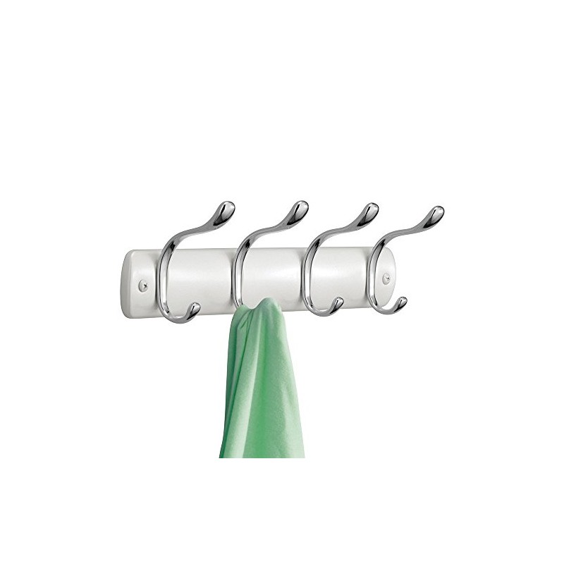 Mdesign Steel Hook Wall Mounted Coat Rack with 4 Double