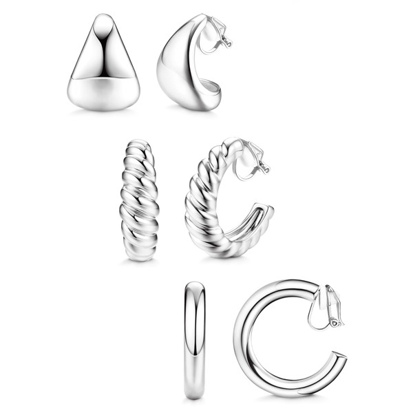 Finrezio Gold Clip on Earrings for Women Hypoallergenic - 14K