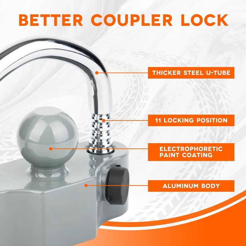 DEEAGLE Trailer Coupler Lock, Heavy Duty Trailer Hitch Lock Fits