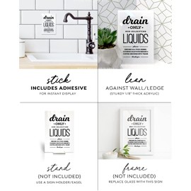 Reilly Originals 4x6 Inch Drain Only Non-Solidifying Liquids Designer Sign ~ Ready to Stick, Lean or Frame