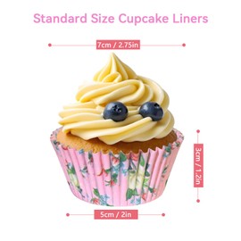 SKIDEC Floral Standard Cupcake Liners 400 Count Colorful Paper Baking Cups Food Grade Disposable
