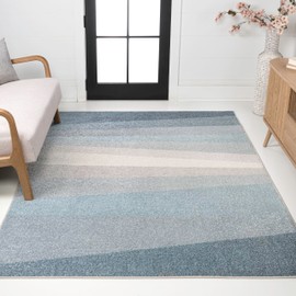 JONATHAN Y DZC101D-4 Prism Geometric Striped Blue/Cream/Gray 4 ft. x 6 ft. Area Rug Indoor, Non-Shedding, Stain Resistant, Fade Resistant, Easy Cleaning for Bedroom, Living Room, Kitchen