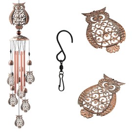 Maydahui Retro Metal Pretty Owl Wind Chimes Memorial Wind Bell Animal Windchime with S Shaped Hook for Indoor and Outdoor Decor Unique Gifts Garden