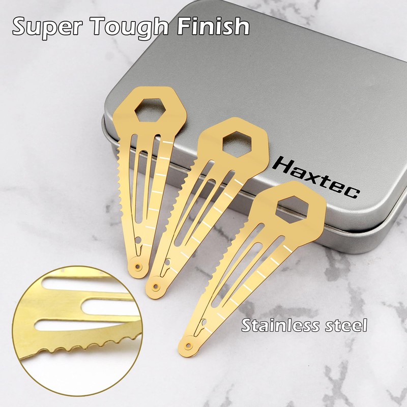 Haxtec 3 Pack Multi Tool Tactical Hair Clips Multi-Functional EDC