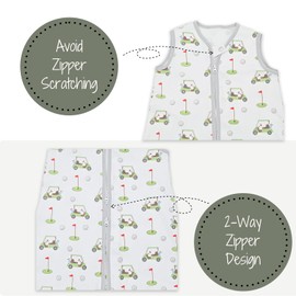 LollyBanks LollyBanks Sleep Sack, 100% Cotton Baby Sleep Sack, 0.5 TOG Sleep Sack Lightweight, 2-Way Zipper Toddler Sleep Sack Soft, 12-18 Months Newborn Sleep Sacks for Baby Boys and Girls (Golf Outfit)