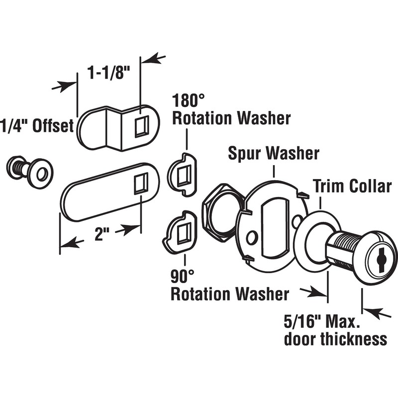 Prime-Line MP4454 Cabinet Lock, 5/8 In., Diecast with Steel Cams,