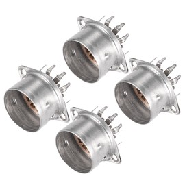 MECCANIXITY 9pin PCB Tube Socket Plastic, Vacuum Tube Protect Tube Pin Socket, Silver Plated Brown Suitable for 12AX7 Pack of 4