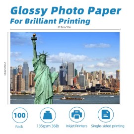 Uinkit 37lb Thin Flyer Paper Glossy 8.5x11 Inkjet 100 Sheets Single Side DIY