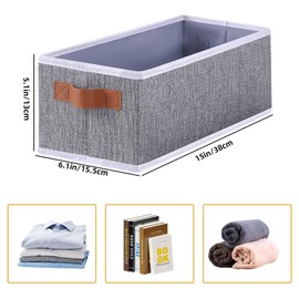 OUTBROS Storage Bins, Foldable Storage Baskets for Organizing,Fabric Storage Boxes With Handles,For bedrooms, living rooms, Shelves,Grey,15x6.1x5.1in,6-Pack