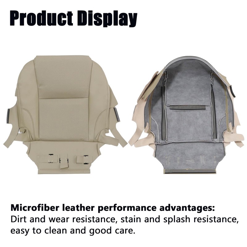 SecosAutoparts Tan Front Driver Side Bottom Perforated Microfiber Leather Replacement