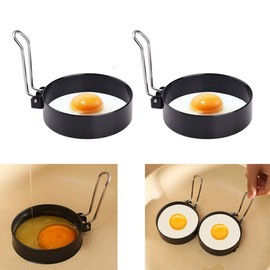 2PCS Egg Rings & Egg Mold - Non-Stick Round Egg Cooking Rings for Egg McMuffins, Professional Pancake Mold, Stainless Steel Egg Shaper Molds for Eggs and Omelet Shaping