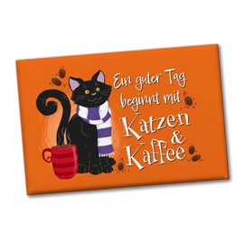 A good day starts with cats and coffee souvenir magnet as a beautiful decoration for the fridge, which should not be missing from cat and coffee lovers