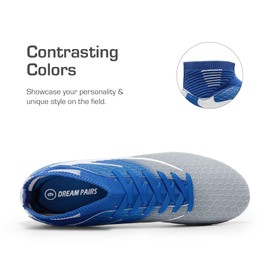 DREAM PAIRS Men's High-Tops Soccer Cleats Lace-Up Adult Football Shoes Lightweight Professional Athletic Training Soccer Shoes,Size 9,Blue/Grey,SDSC2407M