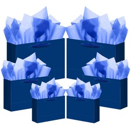 qiqee - 10 bolsas de regalo azul nórdico con asas de cinta, varios tamaños, bolsas anchas de regalo (2 unidades grandes de 13 pulgadas, 4 unidades medianas de 9.6 pulgadas, 4 piezas pequeñas de 6.3