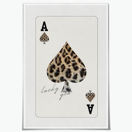 Trendy Ace of Hearts Poster Spades Poker Posters Vintage Black Modern Bar Cart Leopard Print Cool Girl Minimalist Aesthetic Home Decor Unframed8x12inch