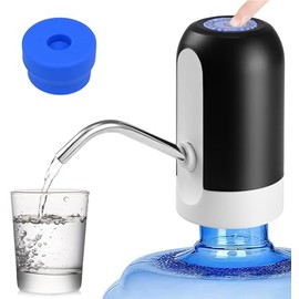 CHIVENIDO 5 Gallon Water Dispenser - Water Bottle Pump with Reusable Cap for Screw Top or Crown Tops, USB Charging Water Jug Dispenser for Universal 2-5 Gallon Bottle