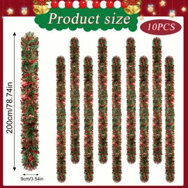 66 Feet Christmas Tinsel Garland, Green Christmas Garland Decoration, Shiny Garland Metallic Christmas Tree Garland Hanging Decorations for Christmas Tree Indoor Outdoor Decor (Red&Green)