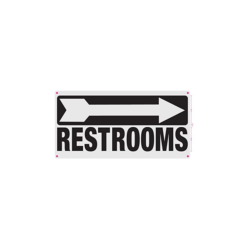 RESTROOM SIGN RIGHT ARROW SIGN (REFLECTIVE, RUST FREE-Aluminum, WHITE, 6X12