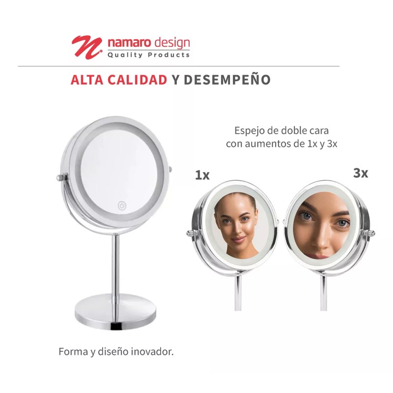 Namaro Design Espejo De Vanidad Con Luz Y Aumento Namaro