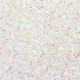 OLYCRAFT 60g White Bingsu Beads 3mm Straw Tube Beads Iridescent Crispy Bingsu Beads Lightweight Bingsu Beads Glitter Bingsu Beads for Crunchy DIY Craft Supplies