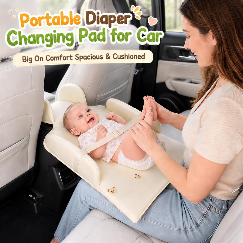Portable Baby Smart Changing Pad for Car, Cute Bear Travel
